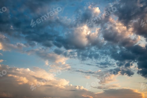 Preview: Dramatic Sky With Clouds. Dark Sky With Cumulus Clouds.