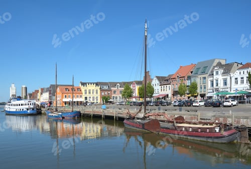 Preview: Harbor And Promenade Of Husum In North Frisia,Schleswig-Holstein,Germany