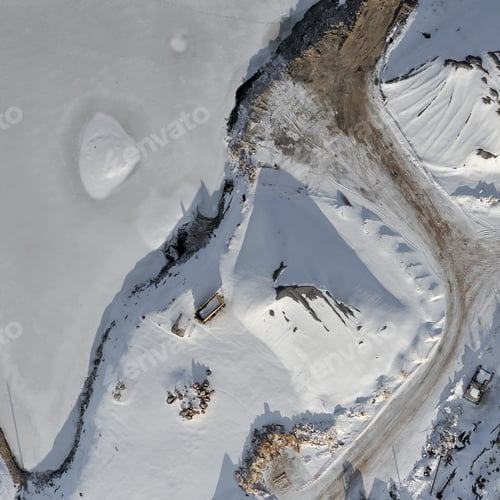 Preview: Aerial View Over Sandpit In Winter