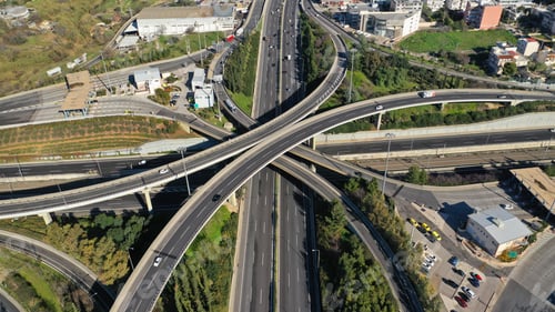 Preview: Aerial Drone Photo Of Multilevel Junction National Road Crossing Urban Metropolitan Area