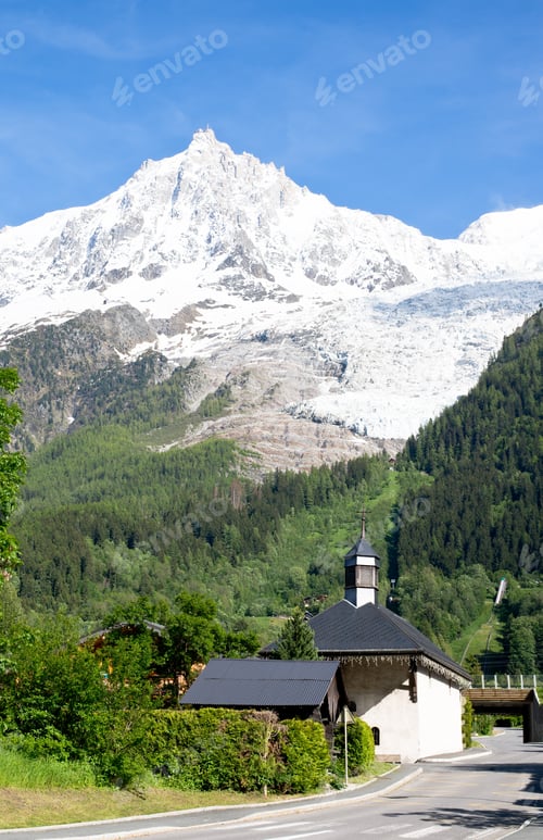 Preview: Small Church Over Glaicer Des Bossons In Chamonix France.