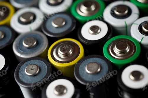 Preview: Many Batteries On A Metal Table.