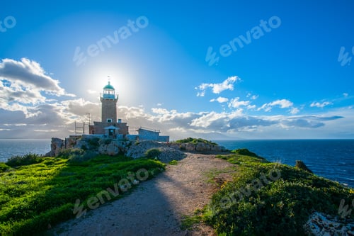 Preview: Very Old Beautiful Stone Made Navy Lighthouse At Heraion Cape Near Perachora Village In Greece