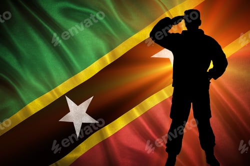Preview: Flag With Original Proportions. Closeup Of Grunge Flag Of Saint Kitts And Nevis