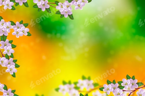 Preview: Blossoming Branch Apple. Bright Colorful Spring Flowers