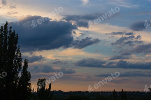 Preview: Landscape With Dramatic Light - Beautiful Golden Sunset With Saturated Sky And Clouds.