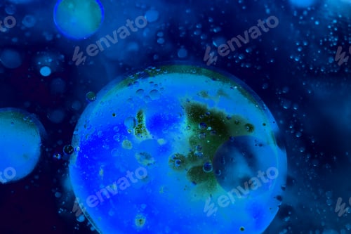 Preview: Abstract, Colorful Composition With Oil, Water And Ink