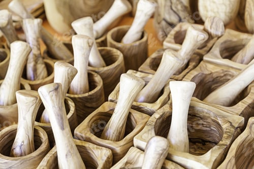 Preview: Wooden Mortars, Detail Of A Wooden Kitchen Tools, Crafts
