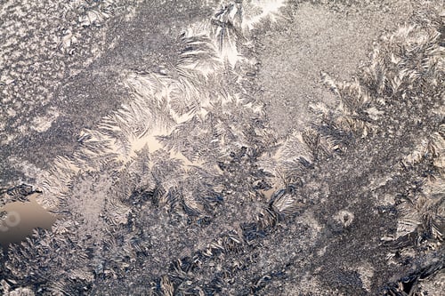 Preview: Ice Flowers On Glass - Texture And Background. High Resolution And Sharp, Beautiful Details