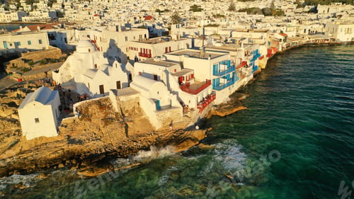 Preview: Aerial View Photo Of Iconic Whitewashed Chapel Of Paraportiani In Famous Little Venice District