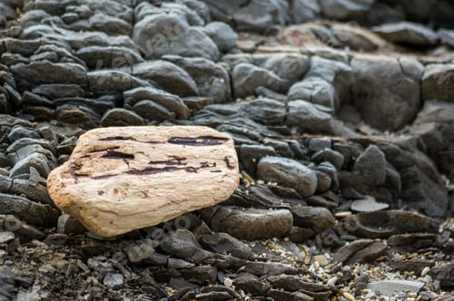 Preview: Pebble Stones On The Sea Beach, The Rolling Waves Of The Sea With Foam