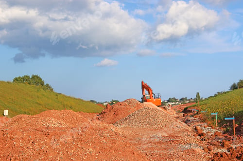 Preview: Digger On A Road Construction Site