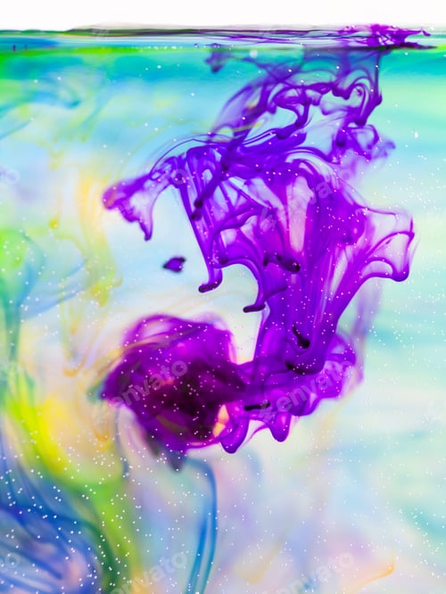 Preview: Abstract Composition With Ink And Small Bubbles. Beautiful Background, Texture And Colors