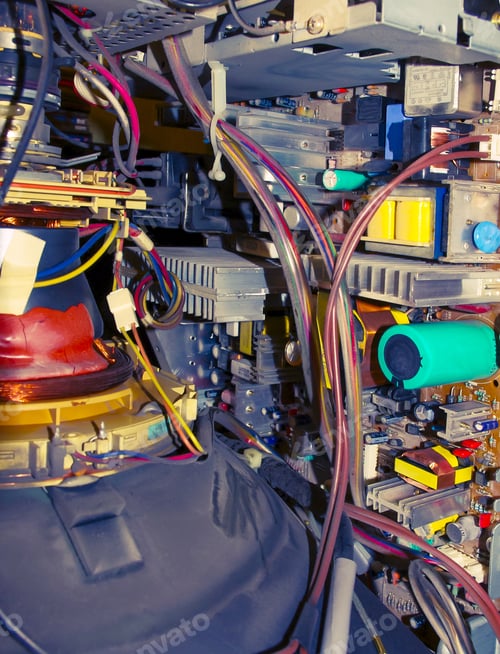 Preview: Vintage Dirty Components Old On Electronic Board