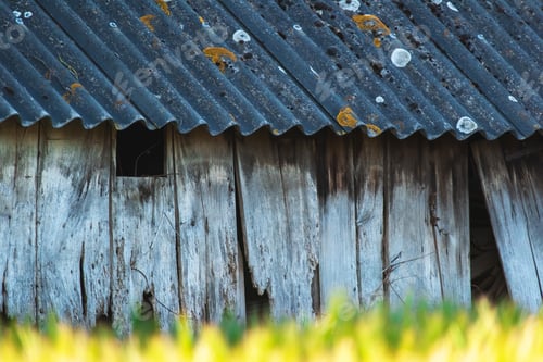 Preview: Old Wooden Barn In Sunny Corn Field.