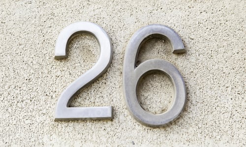 Number Twenty-Six Information, Detail Of A Even Number On A Wall, Indication And Signage