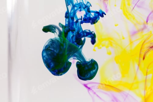 Preview: Abstract Composition With Ink And Small Bubbles. Beautiful Background, Texture And Colors