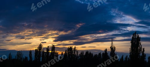 Preview: Landscape With Dramatic Light - Beautiful Golden Sunset With Saturated Sky And Clouds.