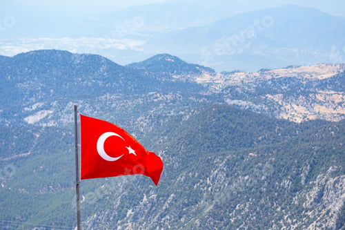 Preview: Turkish Flag Against Mountains View