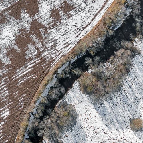 Preview: Aerial View Over The Rural Fields In Winter Time