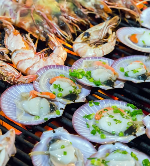 Preview: Barbecue Grill Cooking Seafood. Background Eat Restaurant