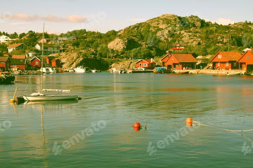 Preview: Norway Fishing Village - Skjernoy Island In The Region Of Vest-Agder. Filtered Color Style.