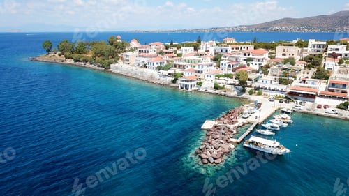 Preview: Aerial Drone Bird'S Eye View Photo Of Port And Traditional Fishing Village Of Perdika In Island Of