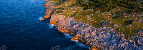 Preview: Aerial View Of Karstic Erosion On Coastline Of Islares Village By The Cantabrian Sea In Cantabria