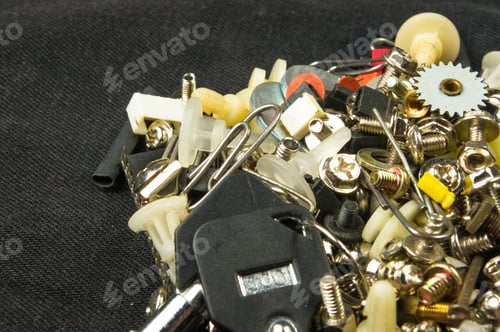 Preview: Techno Backgrounds - Various Bolts, Screws, Washers, Nuts And Other Computer Small Fasteners On
