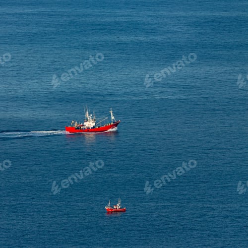 Preview: Fishing Boat On The Cantabrian Sea Nearby Liendo Valley Of Cantabria Autonomous Community Of Spain