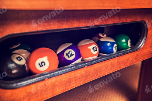 Preview: Billiard Balls Cued In The Table
