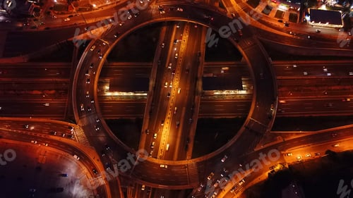 Preview: Aerial Night Photo Of Ring Road Passing Through City Center