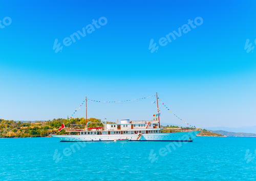 Preview: Old Classic Traditional White Boat Out Of Spetses Island In Greece