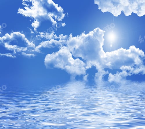 Preview: Landscape. Blue Sky With Clouds And Sun.