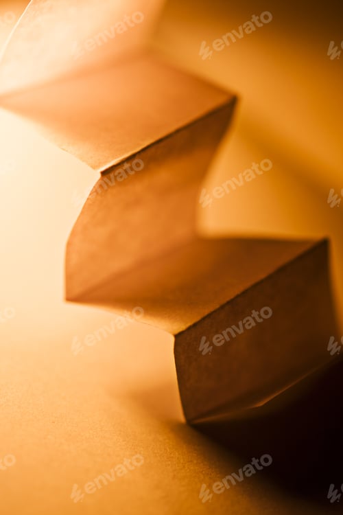 Preview: Macro, Abstract, Background Picture Of A Orange Zig-Zag Paper On Paper Background