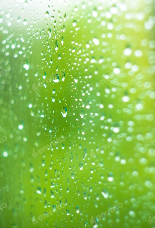 Preview: Raindrops On The Window Glass, Toned, Close Up