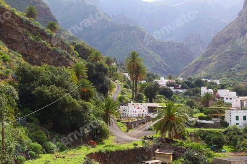 Preview: Gran Canaria Landscape, Spain. Los Berrazales Canyon And Village.