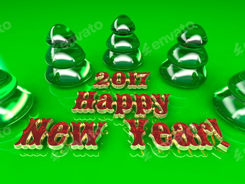 Preview: Postcard - Happy New Year 2017 With Red Text