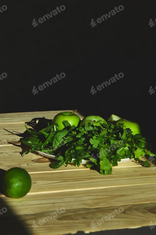 Preview: Ingredients For Preparing Green Healthy Detox Smoothie.