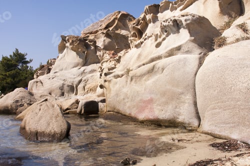 Preview: Rocks Texture, Clear Water And And Blue Sky - Greece