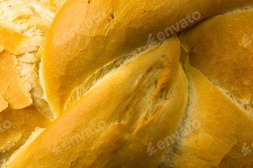 Preview: Fresh Braided Loaf Of White Wheat Bread On Wooden Background