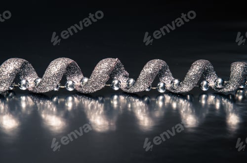 Preview: Silver Christmas Ribbon Decoration Image