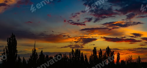 Preview: Landscape With Dramatic Light - Beautiful Golden Sunset With Saturated Sky And Clouds.