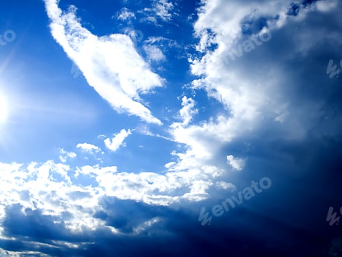 Preview: Sun Clouds And Blue Sky Background.