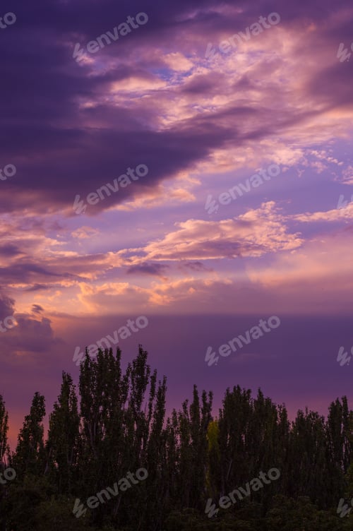 Preview: Landscape With Dramatic Light - Beautiful Golden Sunset With Saturated Sky And Clouds.