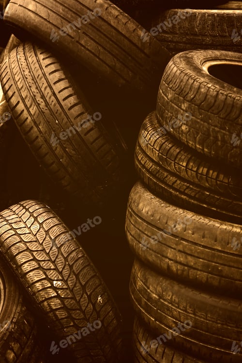 Preview: Old Car Tires In A Landfill, Detail Recycling, Rubber
