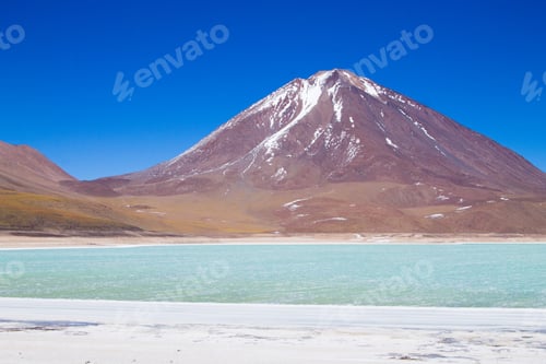 Preview: Laguna Verde Landscape,Bolivia.Beautiful Bolivian Panorama.Green Lagoon And Licancabur Volcano