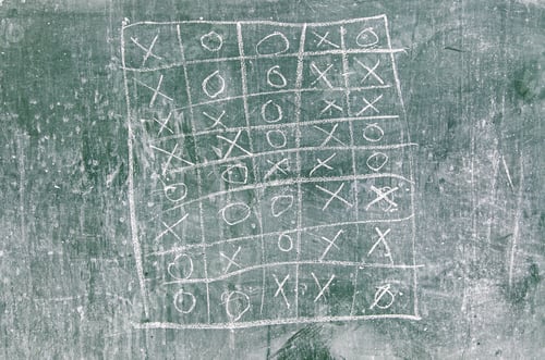 Preview: Tic Tac Toe On A Blackboard, Detail Of A Game Of Intelligence