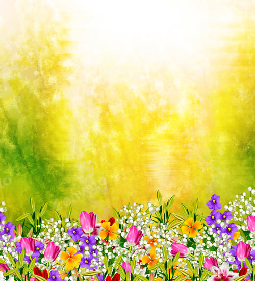 Preview: Bright And Colorful Spring Flowers. Floral Background.