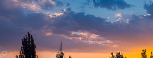 Preview: Landscape With Dramatic Light - Beautiful Golden Sunset With Saturated Sky And Clouds.